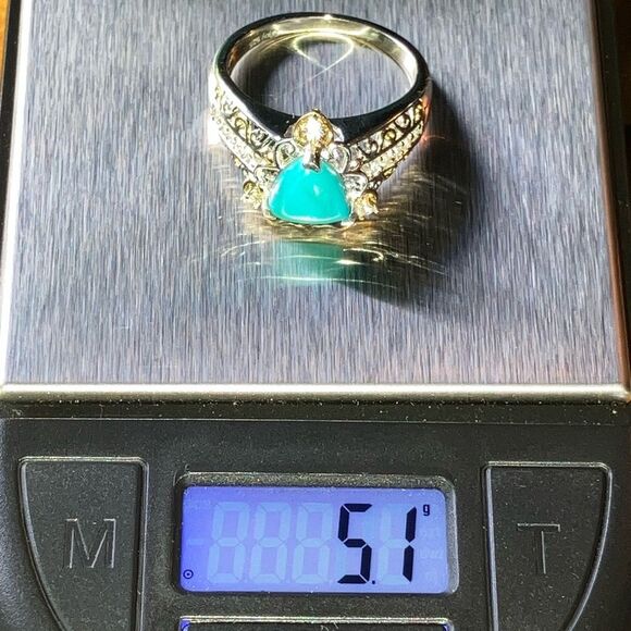 Sleeping Beauty Turquoise Sterling Silver Victorian Style Ring Size 9 - Picture 9 of 9